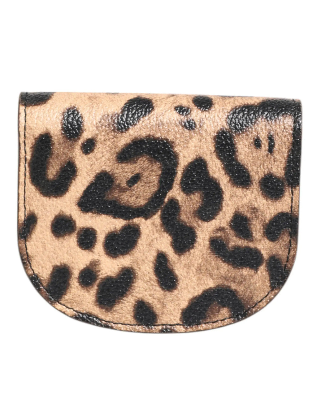 Petite porte-monnaie dolce & gabbana en cuir de veau marron à imprimé léopard texturé façon fourrure