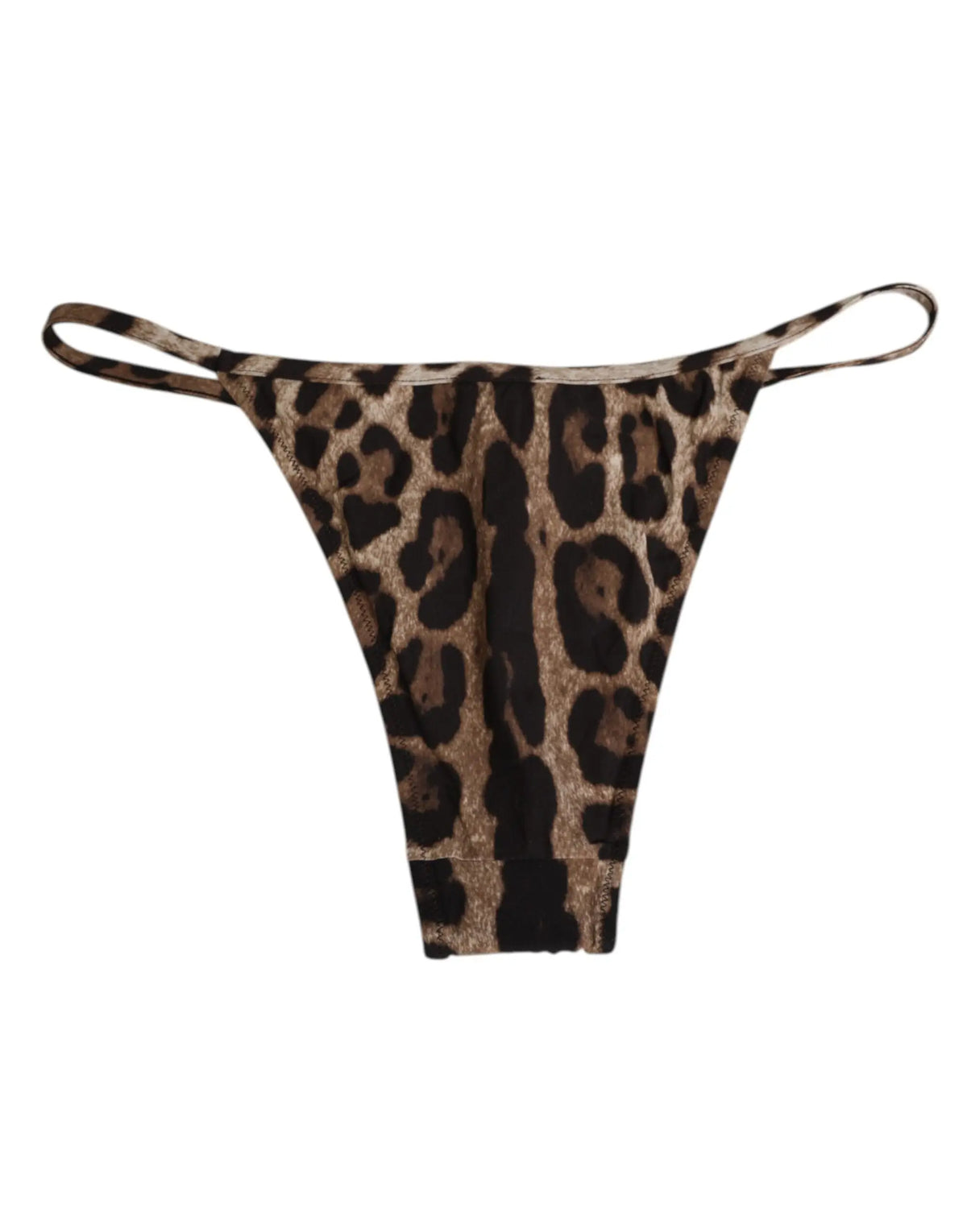 Dolce & gabbana tanga triangle marron imprimé léopard avec design ajusté et fines bretelles