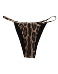 Dolce & gabbana tanga triangle brun léopard avec panneaux latéraux noirs et fines bretelles en vue avant