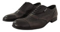 Chaussures habillées oxford dolce et gabbana en cuir marron lézard avec détails brogue et cuir lisse et texturé