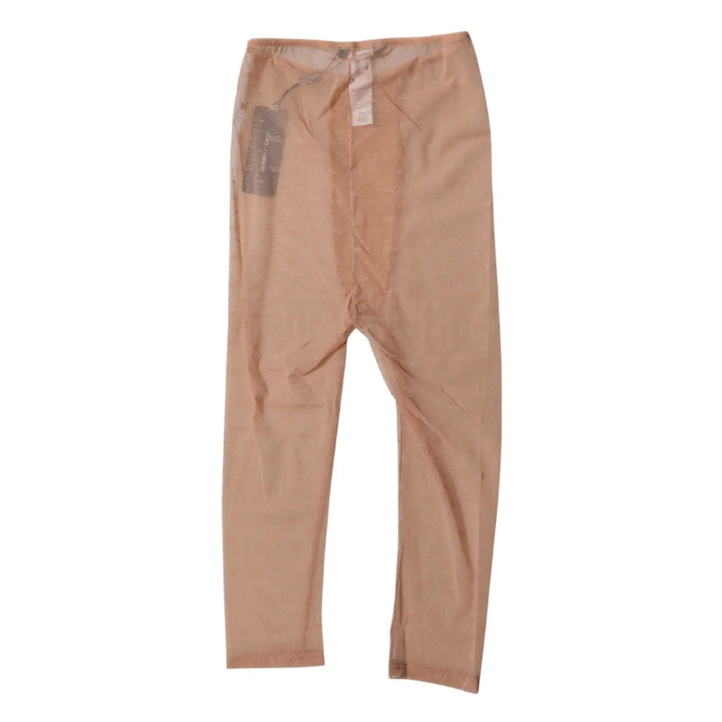 Pantalon beige extensible dolce & gabbana avec taille élastique et coupe droite pour lingerie dentelle marron