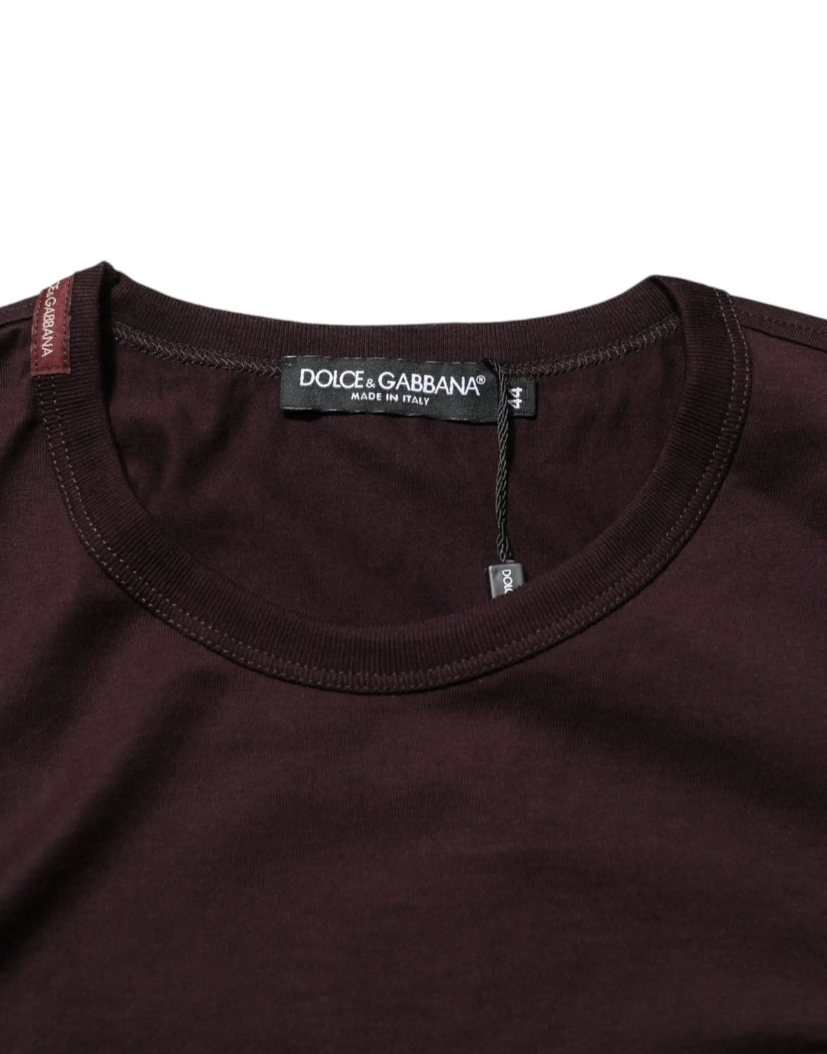 T-shirt dolce & gabbana en coton marron avec logo plaque et col rond côtelé avec étiquette noire