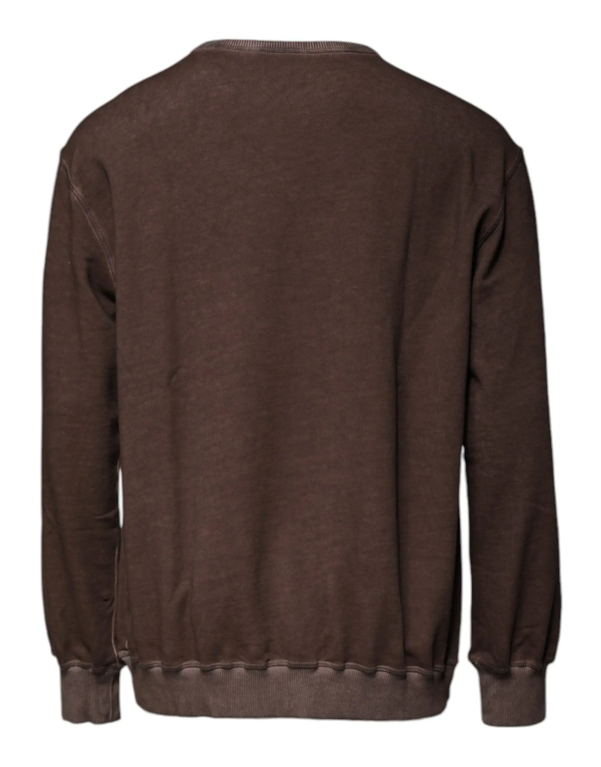 Pull over dolce & gabbana marron en molleton avec logo imprimé, col rond, manches longues et poignets côtelés