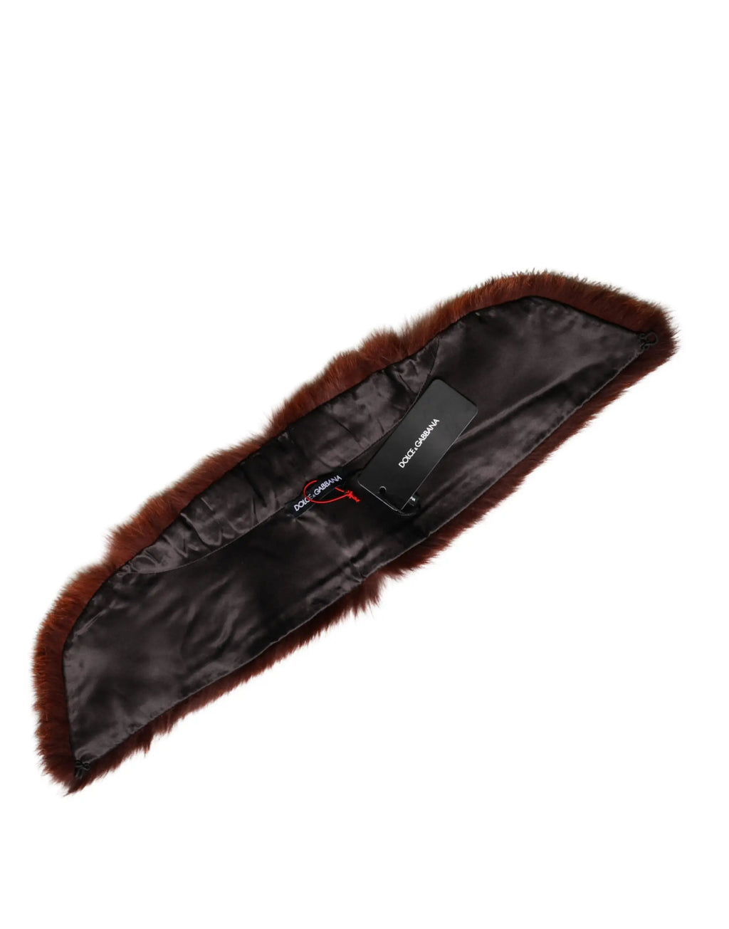 Dolce & gabbana col de manteau en fourrure de vison marron avec doublure en satin pour femme 60cm x 14cm