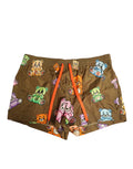 Short de bain homme dolce & gabbana marron avec motif oursons multicolores en tissu léger