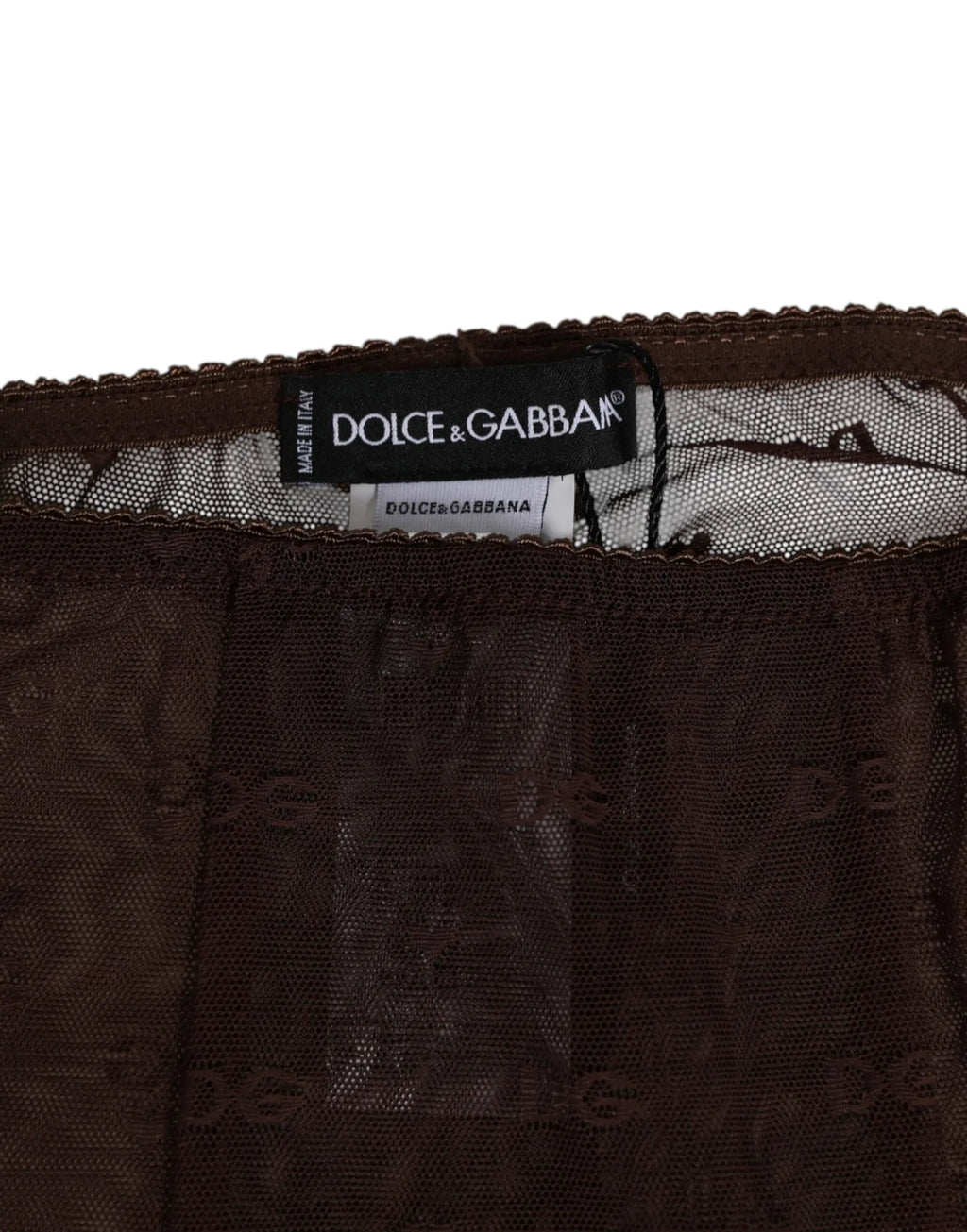 Leggings marron en dentelle de nylon dolce & gabbana avec texture délicate et motif répétitif subtil