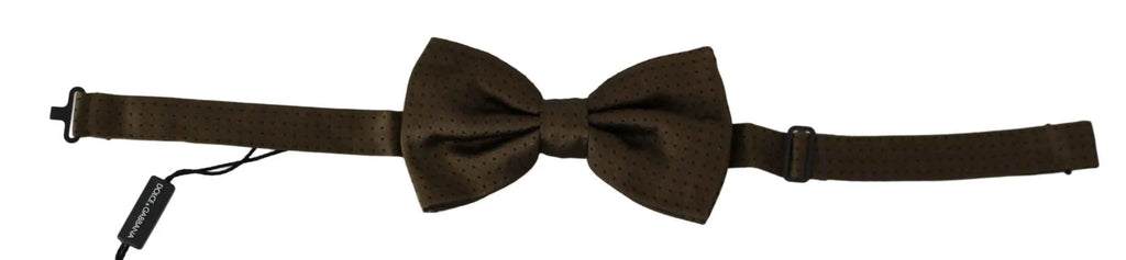 Noeud papillon homme dolce & gabbana en soie marron à pois avec motif discret et sangle réglable