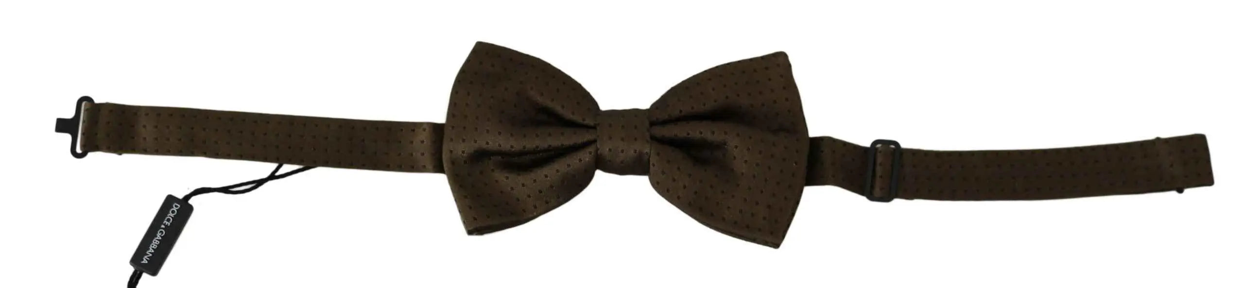 Noeud papillon homme dolce & gabbana en soie marron à pois avec motif discret et sangle réglable