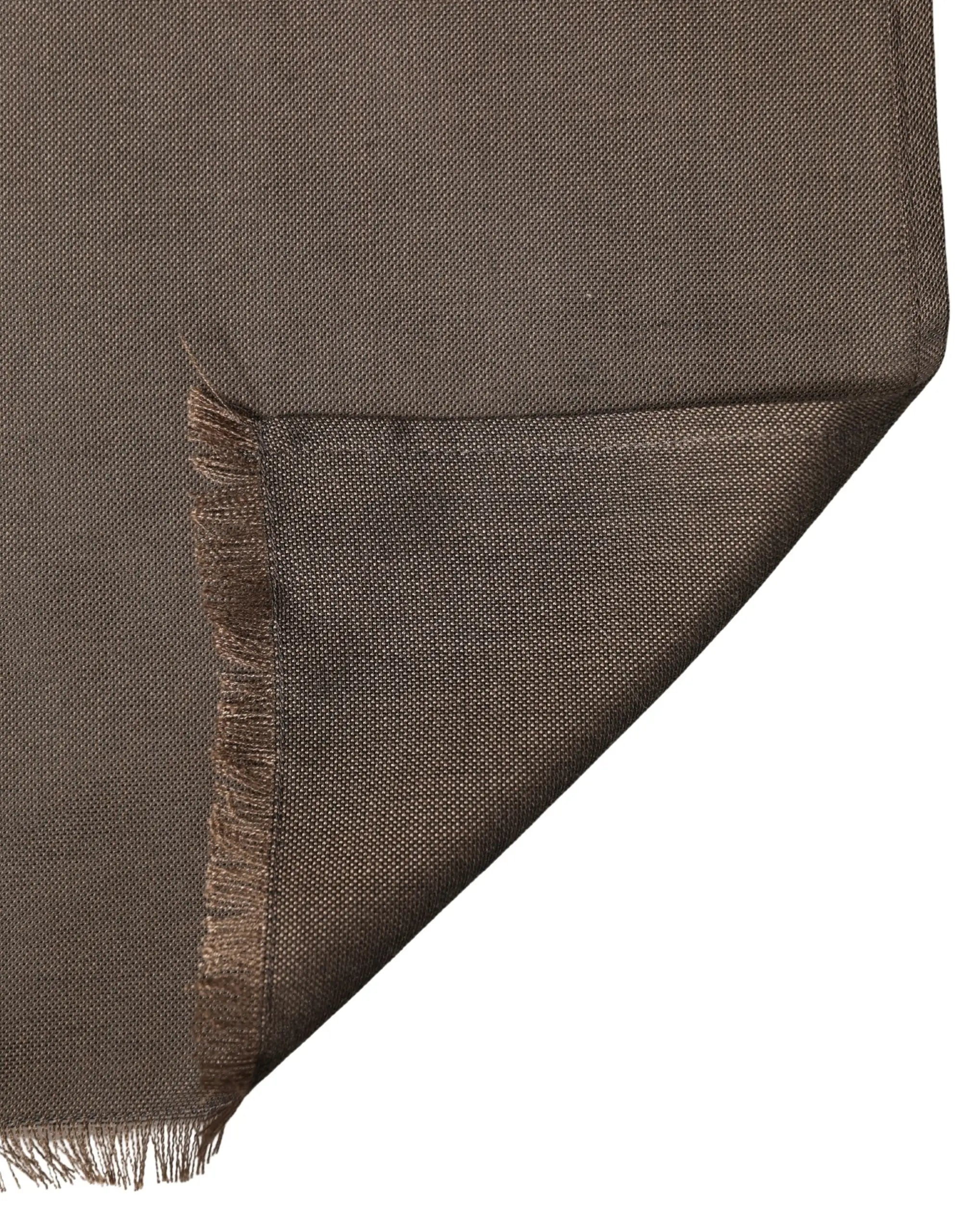 Écharpe chauffante dolce gabbana pour homme en polyester marron foncé avec tissu tissé et bords effilochés