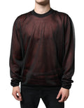 Sweatshirt dolce & gabbana marron en polyester avec manches longues transparentes rouge et noir et col rond côtelé noir