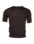 Pull en maille noir à manches courtes dolce & gabbana avec col et ourlet côtelés en coton léger