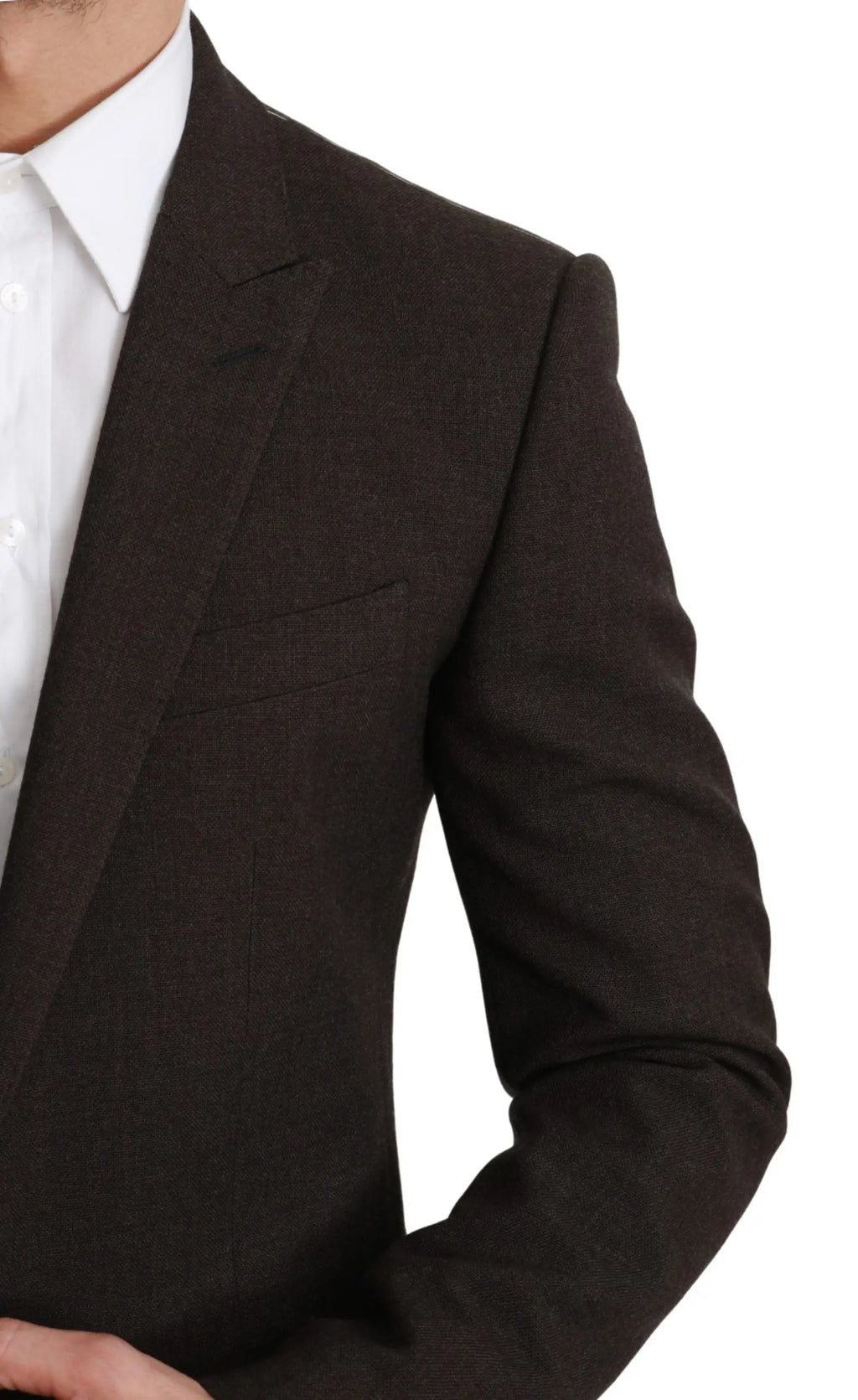 Blazer en laine noire texturée dolce gabbana avec col cranté et design croisé simple martini slim fit