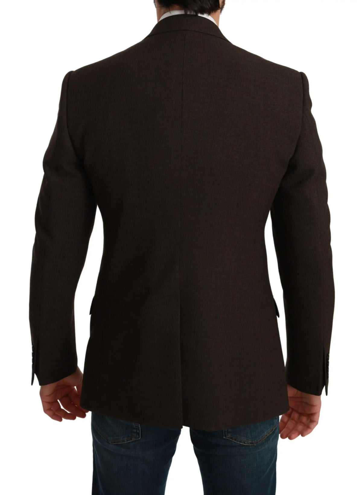 Veste slim fit martini dolce & gabbana en laine noire vue de dos avec revers crantés et deux poches arrière
