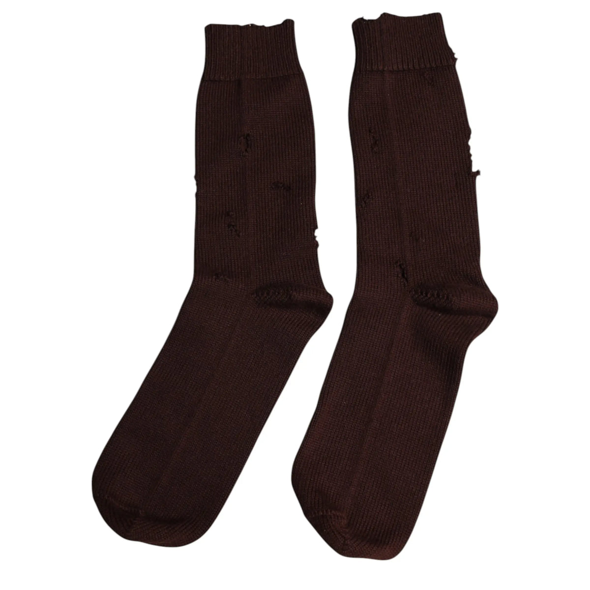 Chaussettes mi-mollet dolce & gabbana en coton marron foncé côtelé avec trous délibérés sur les côtés