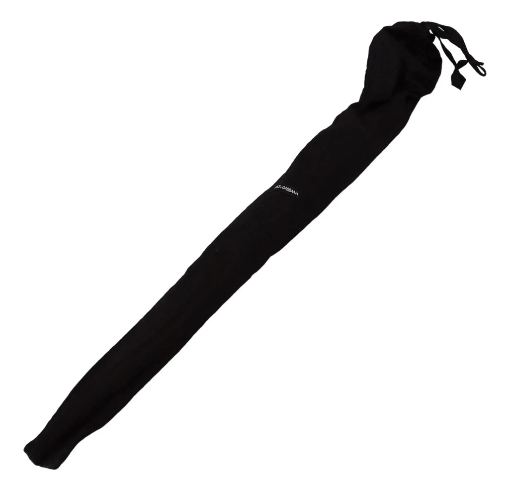 Housse en tissu noir avec cordon de serrage et logo blanc subtil pour parapluie pliant dolce & gabbana cuir rayé marron