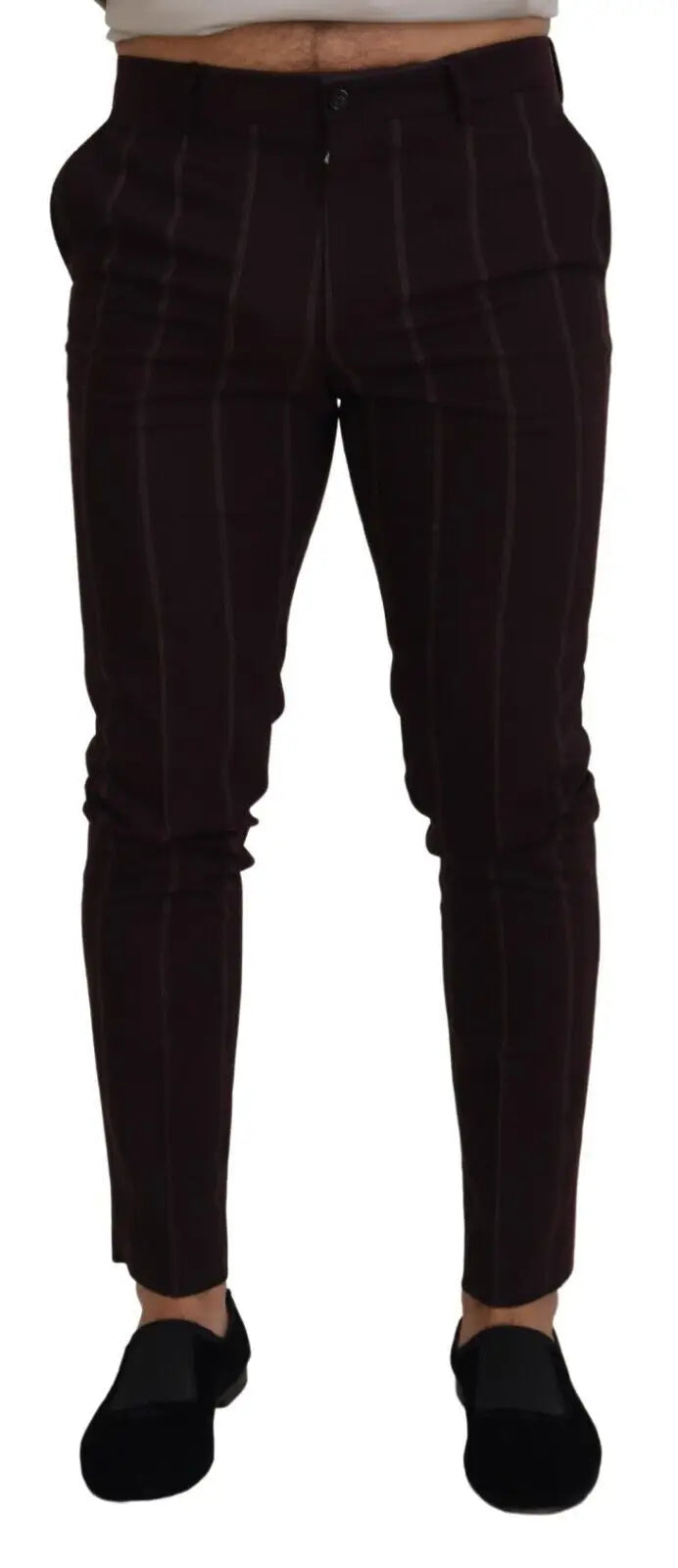 Pantalon slim en coton dolce & gabbana noir à fines rayures verticales pour homme