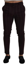 Pantalon slim en coton dolce & gabbana noir à fines rayures verticales pour homme