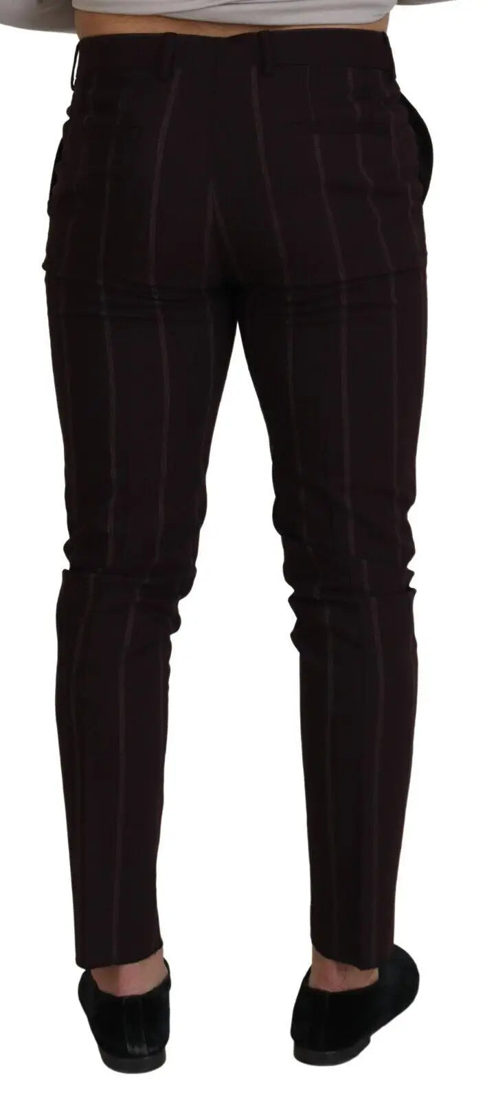 Dolce & Gabbana pantalons pour homme en coton marron foncé à fines rayures verticales