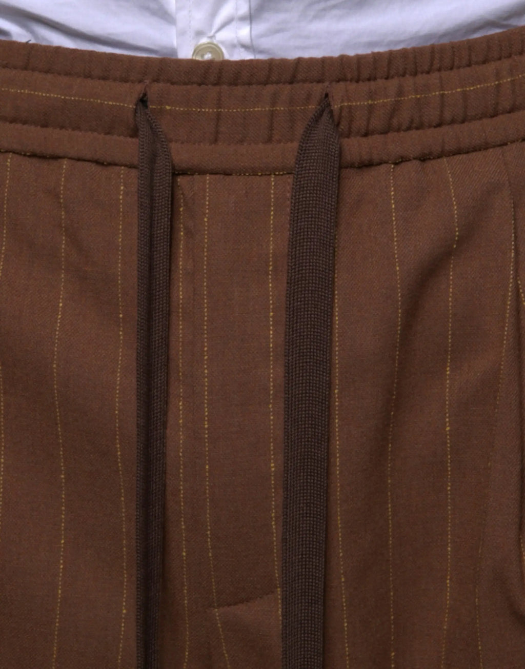 Dolce & gabbana brown pinstripe skinny men’s dress trousers with drawstring waistband in cotton blend