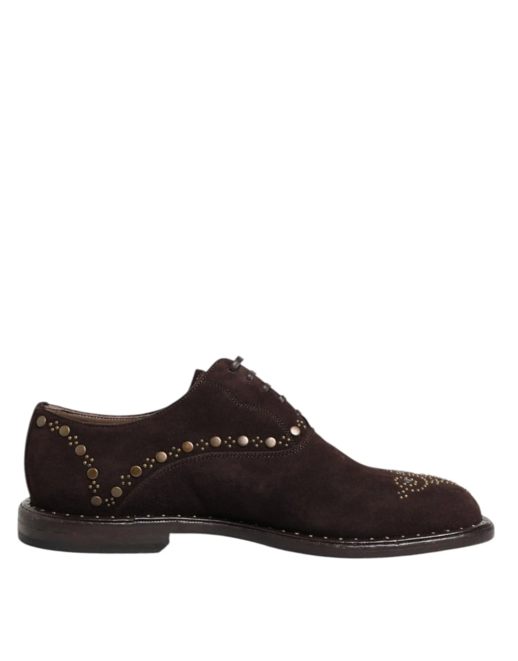 Chaussures derby en daim marron foncé avec clous métalliques détail sur l’avant et côtés dolce gabbana