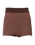Short marron taille haute en viscose dolce gabbana avec ceinture élastique festonnée et couture diagonale subtile