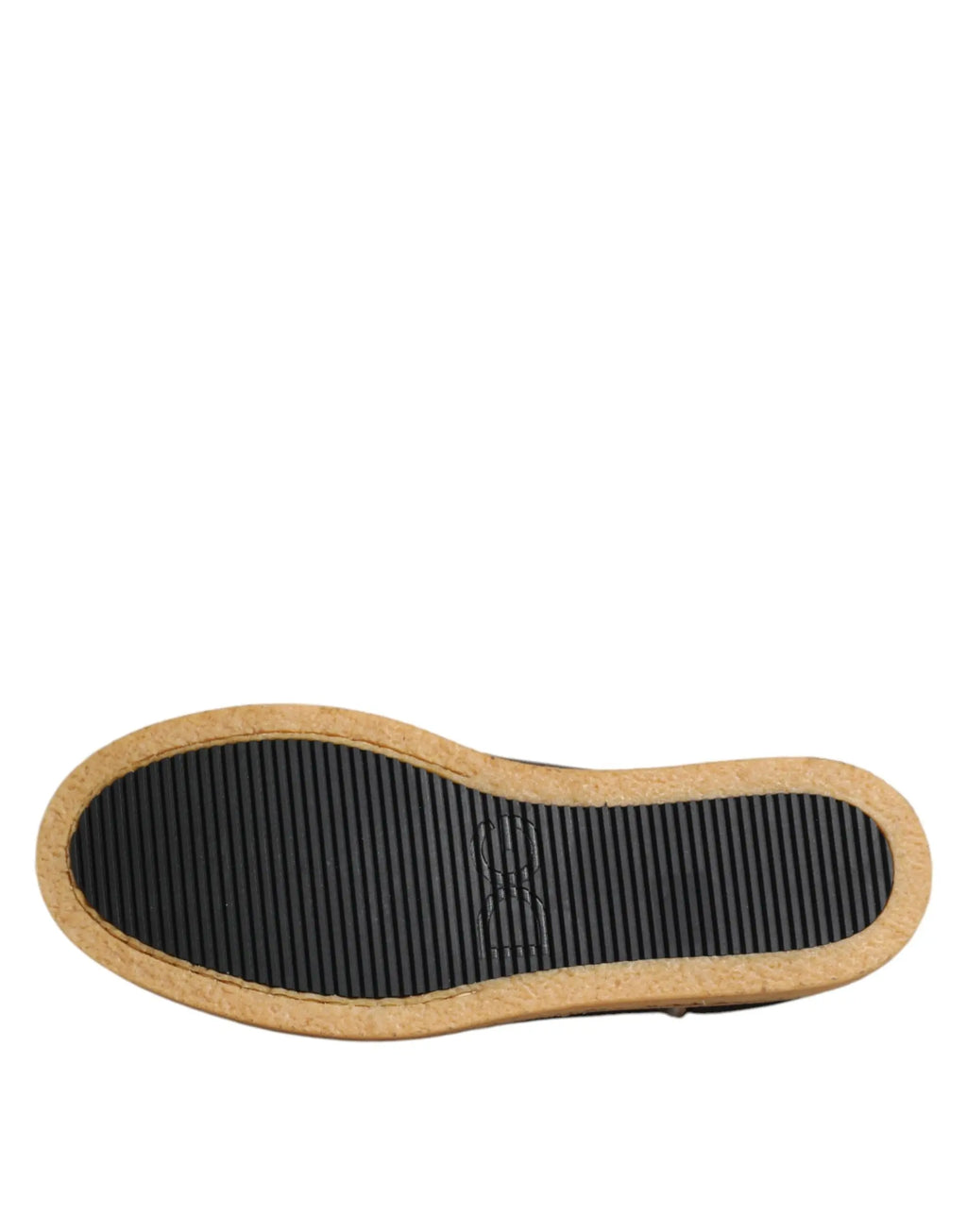 Dolce & gabbana mocassins en cuir de veau marron blanc avec semelle en liège noir et marron et motif antidérapant en caoutchouc