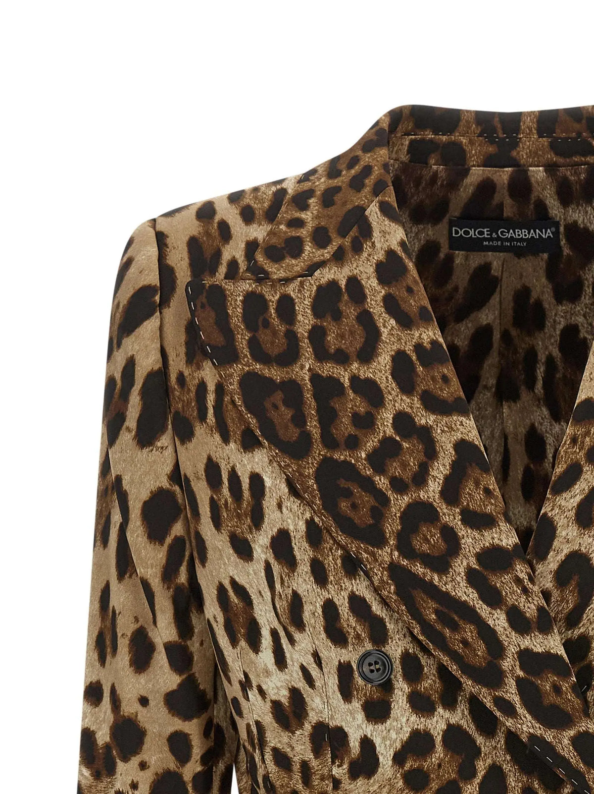Blazer dolce & gabbana en laine marron avec imprimé léopard audacieux en nuances de beige et noir