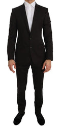 Costume noir ajusté dolce & gabbana en laine marron avec coupe moderne et texture subtile crystal bee slim fit martini