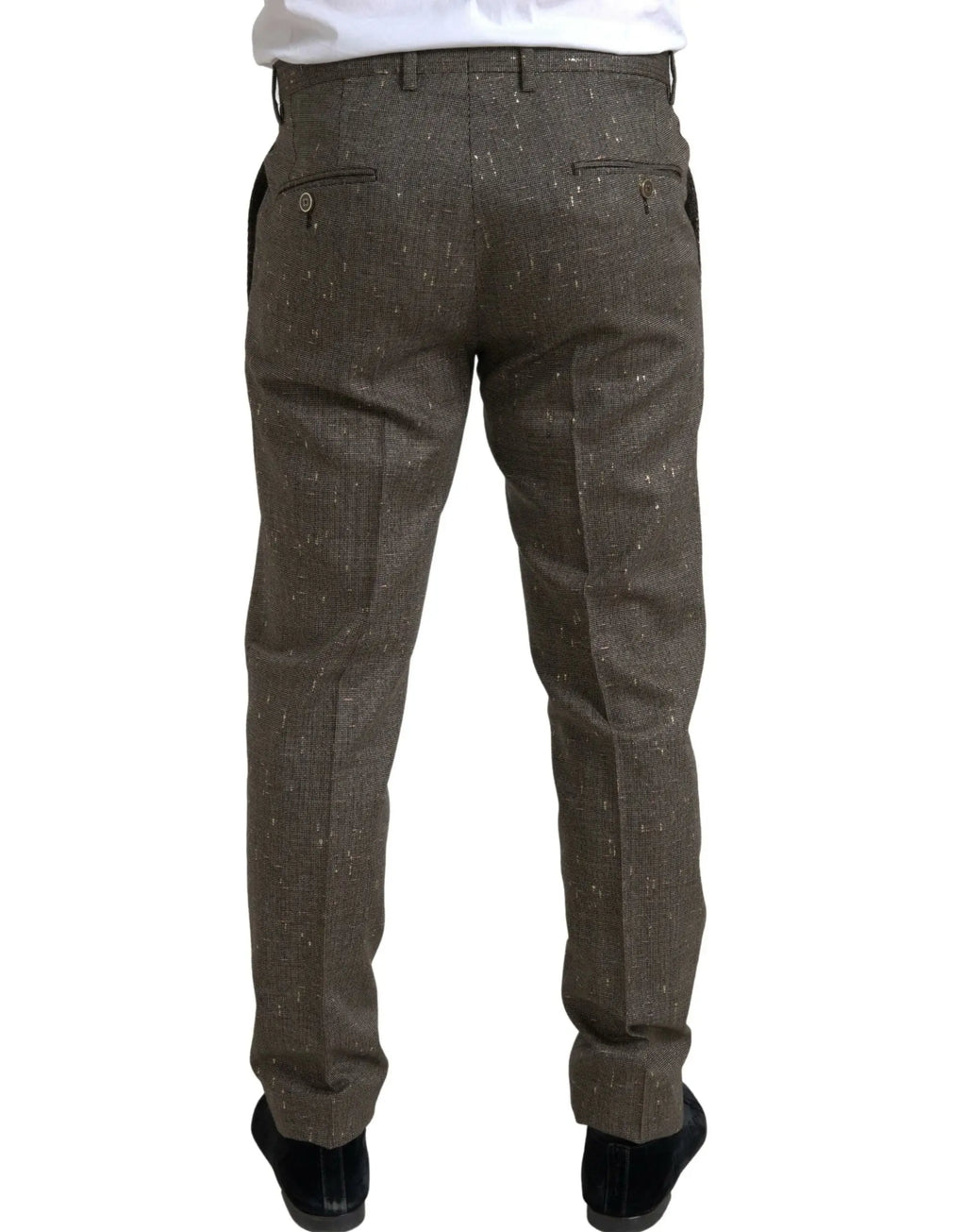 Pantalon marron en laine dolce gabbana pour homme avec texture laineuse et coupe skinny classique tailoring