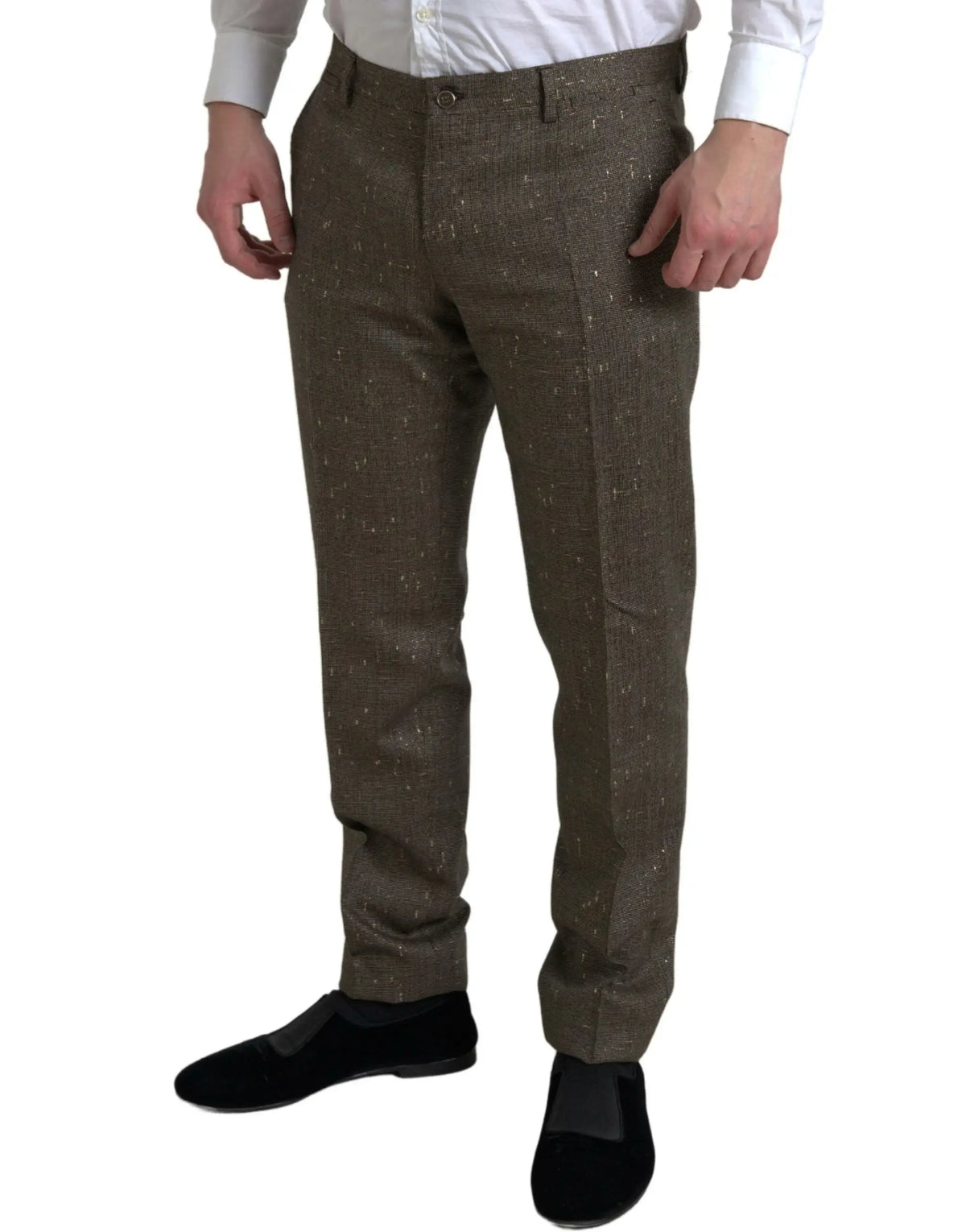 Pantalon marron en laine dolce gabbana skinny avec texture et motif discret pour homme