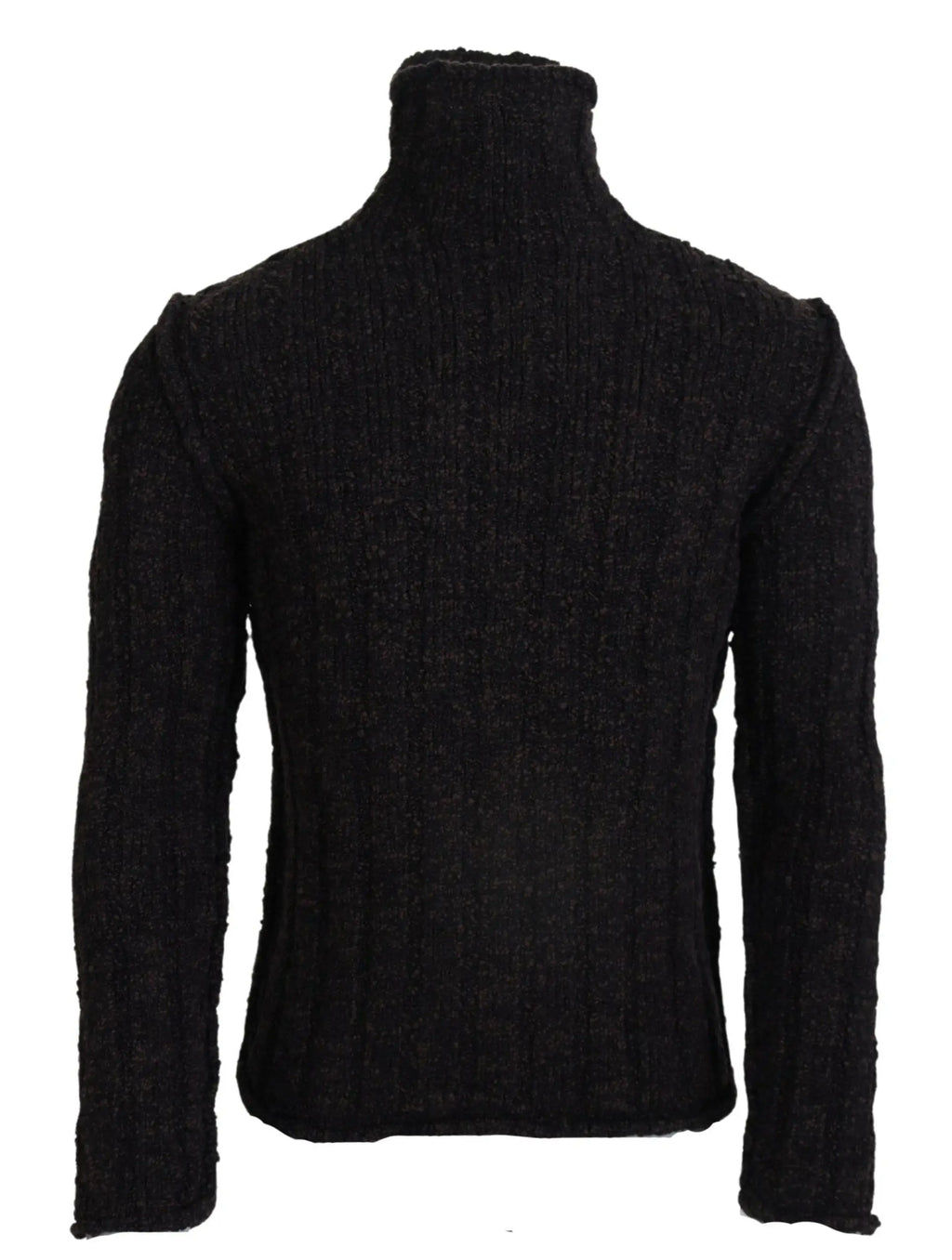 Pull noir en maille texturée à col roulé avec col et poignets côtelés dolce & gabbana en laine marron