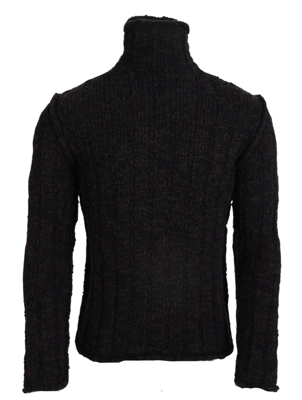Pull noir en maille texturée à col roulé avec col et poignets côtelés dolce & gabbana en laine marron