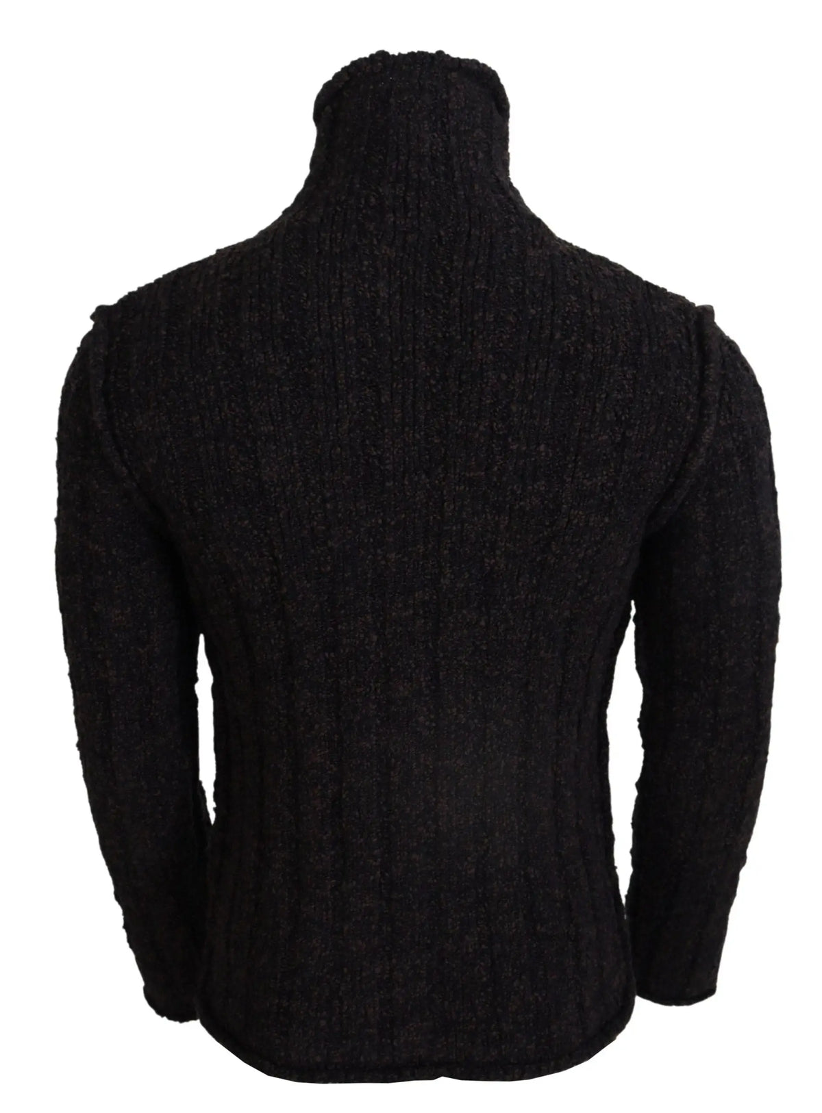 Dolce & gabbana pull en laine marron col roulé à maille torsadée épaisse et texturée