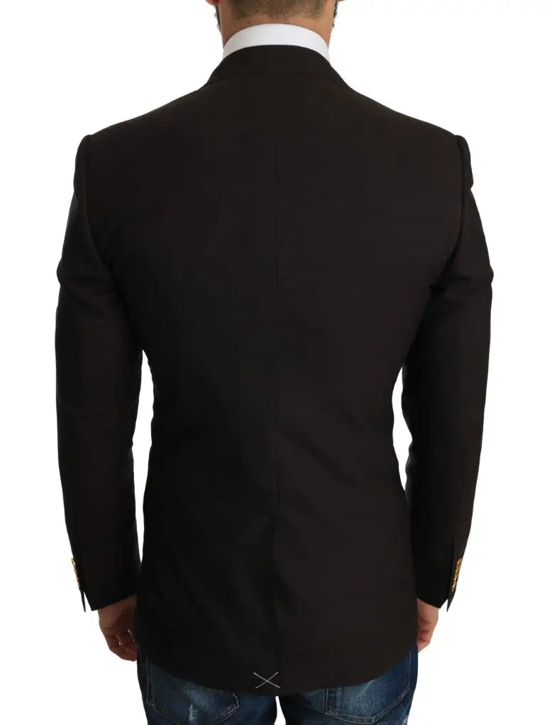 Veste dolce & gabbana sicilia en laine marron avec boutons dorés aux poignets style costume noir
