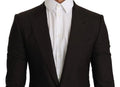 Veste blazer dolce & gabbana sicilia en laine marron avec texture subtile portée sur chemise blanche élégante