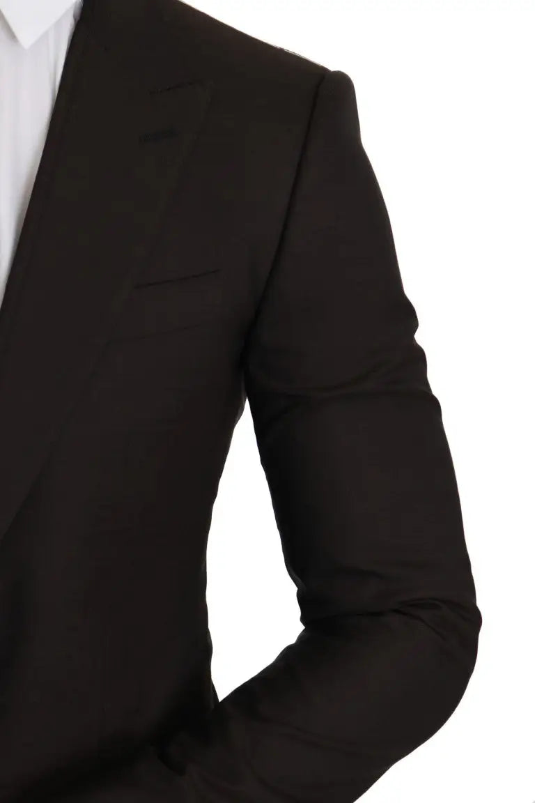 Veste blazer dolce & gabbana sicilia en laine marron avec design structuré et légère brillance