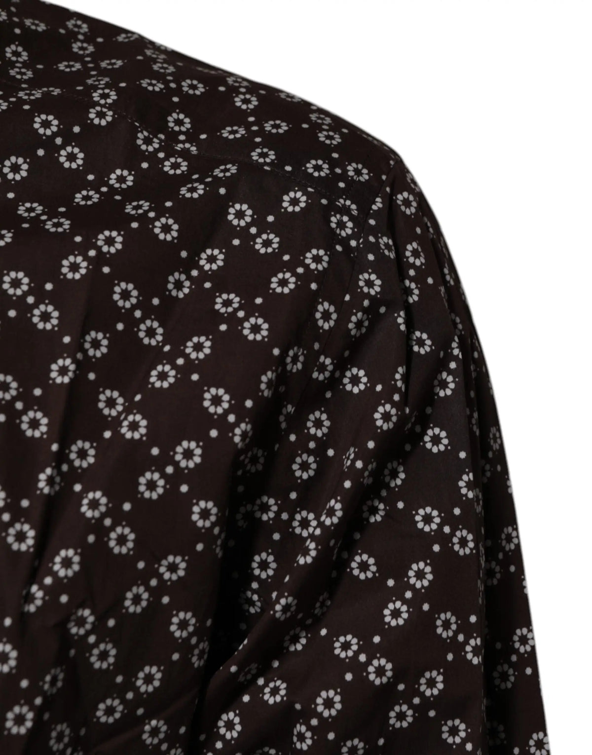 Chemise formelle dolce & gabbana brownfloral noire avec motif floral blanc délicat et col or