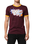 T-shirt en coton bordeaux dolce gabbana avec manches courtes et logo dc super king coloré bordé de jaune