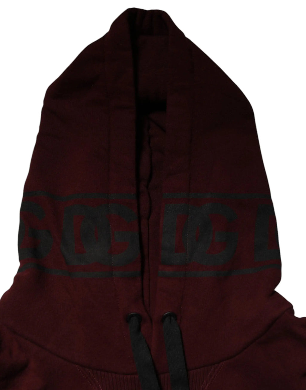 Sweat à capuche homme dolce gabbana en coton bordeaux avec logo dc noir et cordons assortis