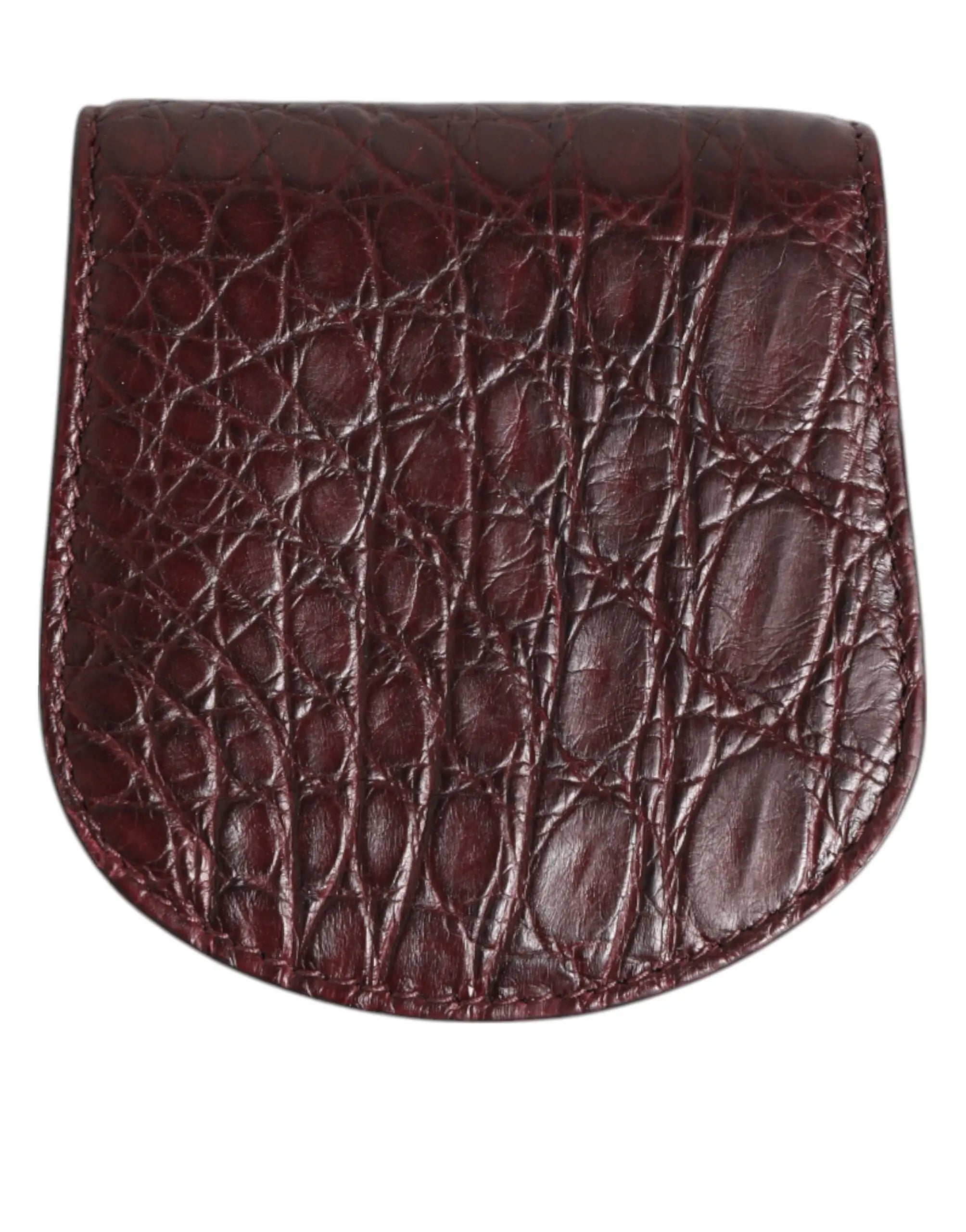 Dolce & gabbana porte monnaie en cuir embossé crocodile bordeaux avec un design incurvé élégant
