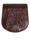 Porte-monnaie en cuir gaufré crocodile bordeaux dolce gabbana avec plaque métallique logo pour pièces et cartes