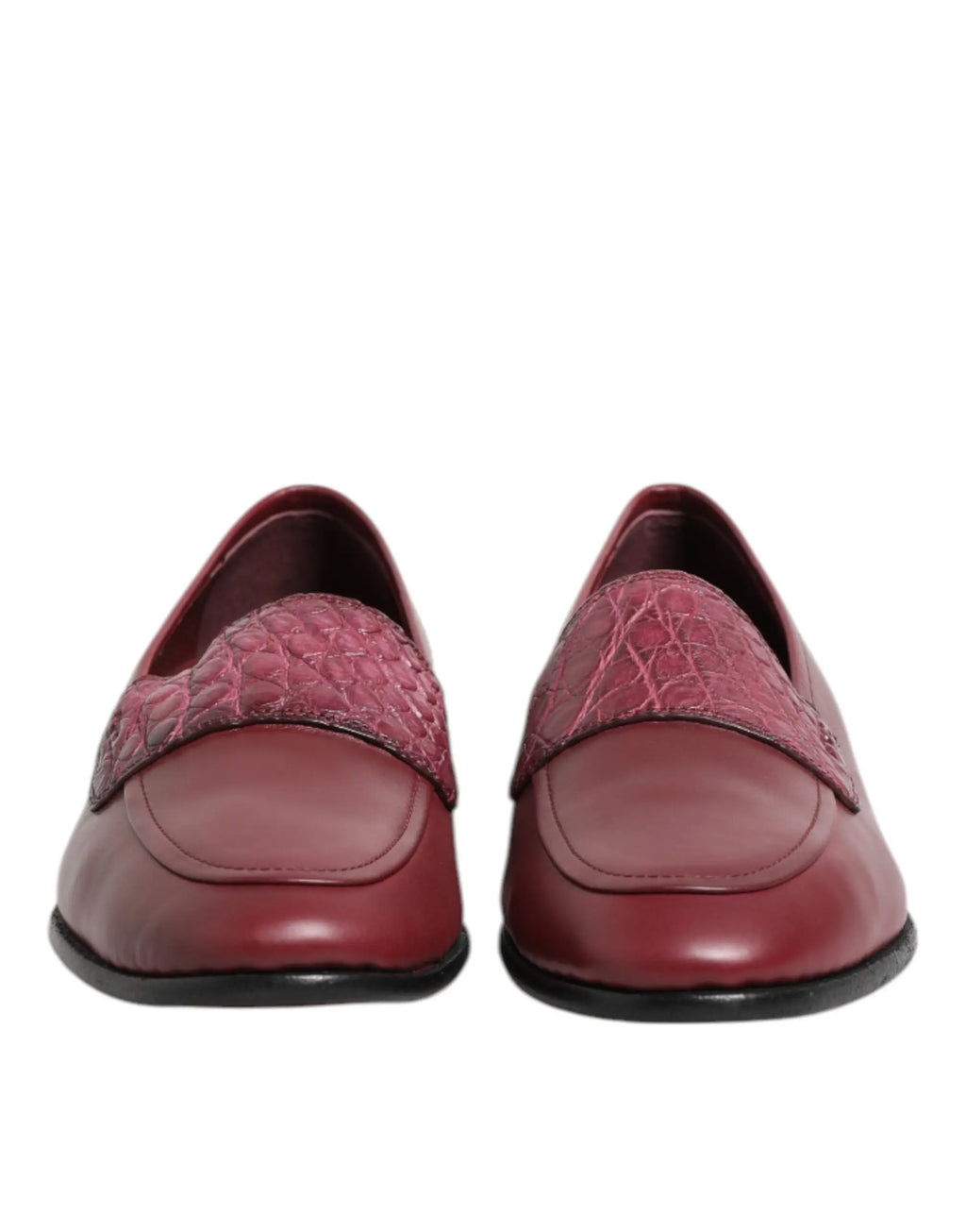 Dolce & gabbana mocassins en cuir bordeaux avec bride embossée crocodile pour usage formel
