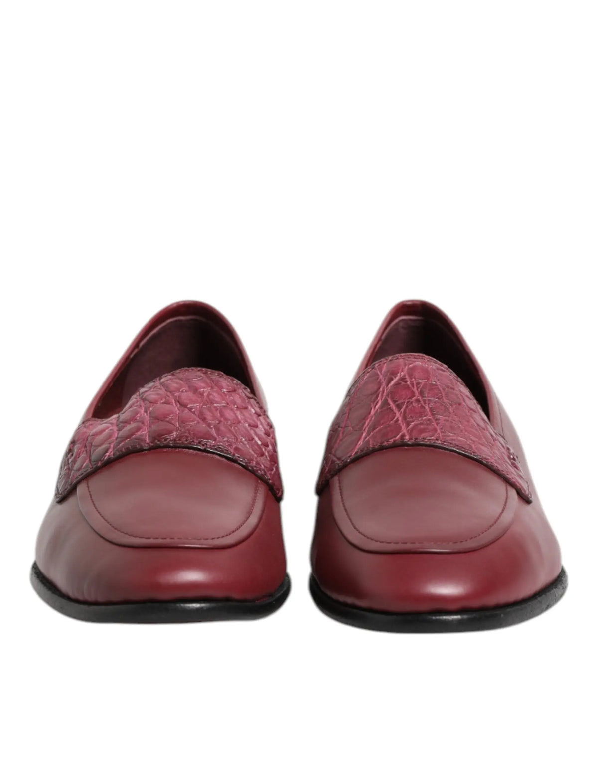 Dolce & gabbana mocassins en cuir bordeaux avec bride embossée crocodile pour usage formel