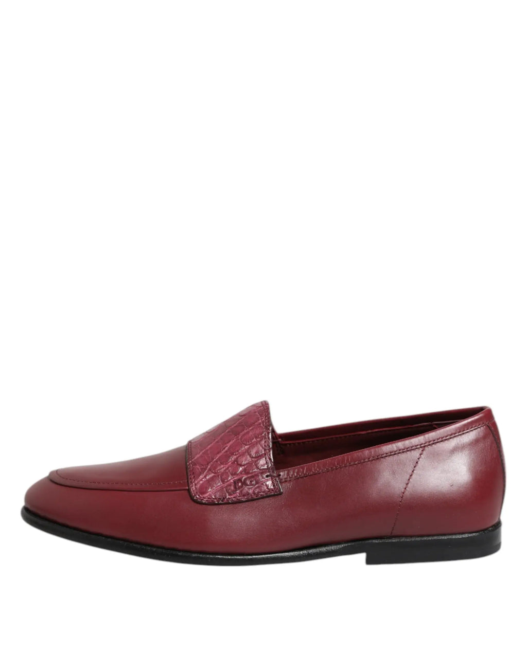 Dolce & gabbana chaussures formelles slip on en cuir bordeaux avec bride texturée embossée crocodile