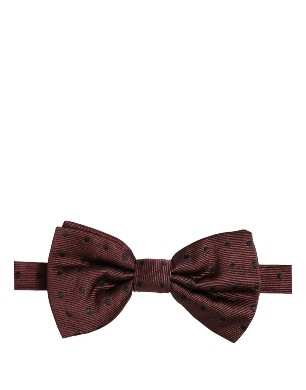 Dolce & gabbana nœud papillon ajustable en soie bordeaux à pois noirs avec texture côtelée subtile