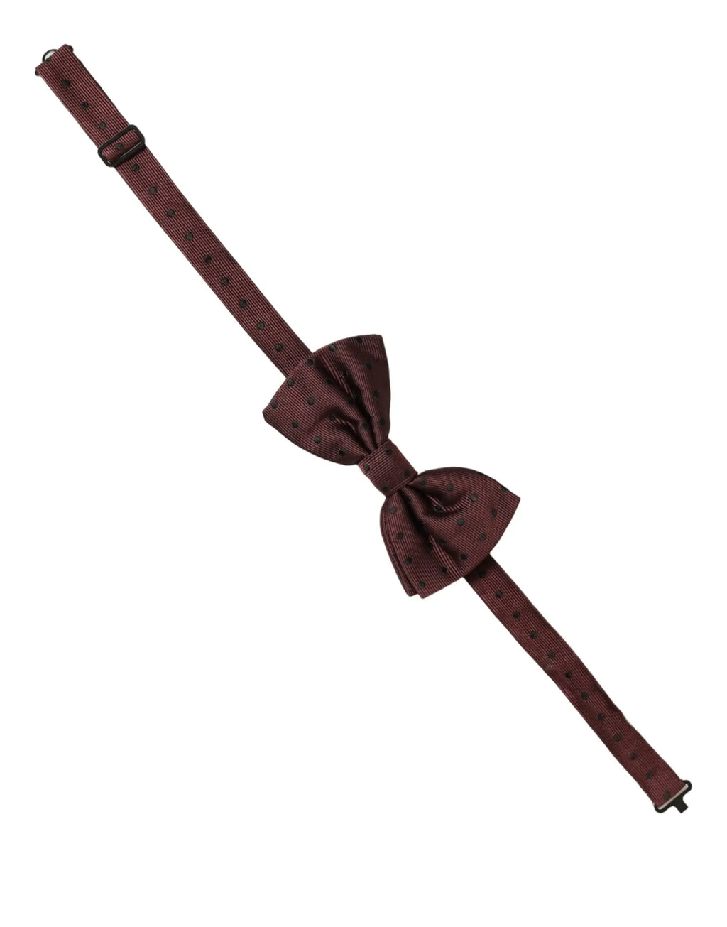Dolce & Gabbana nœud papillon bordeaux en soie avec motif à pois subtil et tissu texturé ajustable