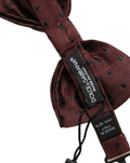 Noeud papillon dolce & gabbana en soie bordeaux à pois noirs ajustable avec étiquette de marque visible