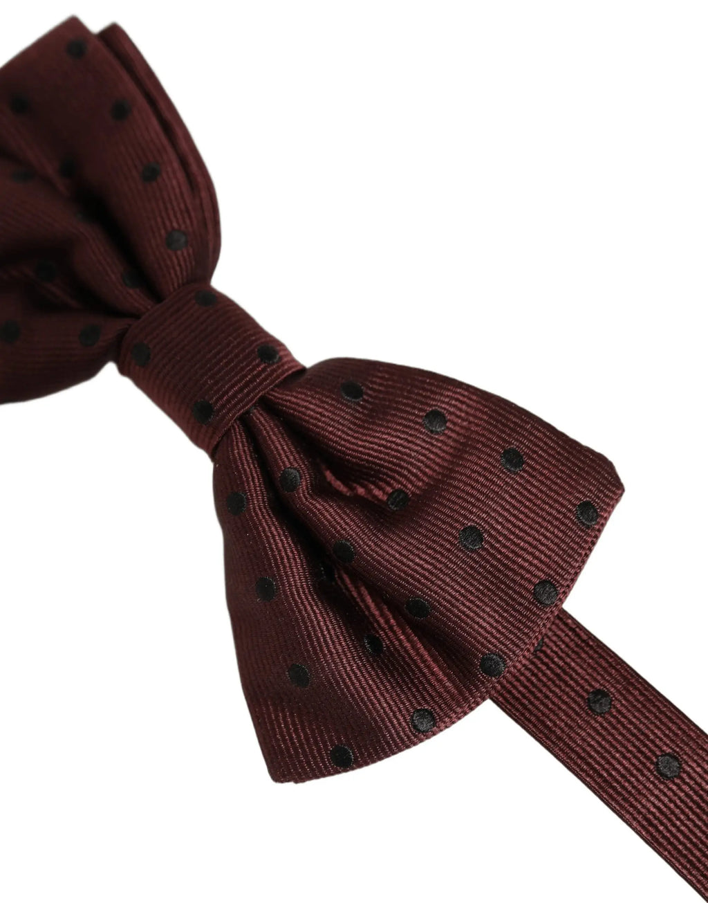 Dolce & gabbana burgundy polka dot silk adjustable neck papillon bow tie with ribbed texture maroon and black dots