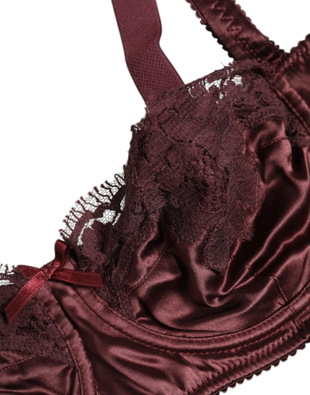Dolce & gabbana soutien-gorge balconnet en satin bordeaux avec armatures et détails en dentelle raffinée