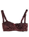 Soutien-gorge balconnet bordeaux en soie dolce & gabbana avec armatures en satin et dentelle ajustable